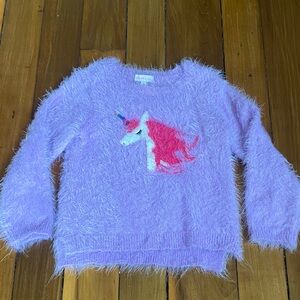 Fuzzy Purple Sweater with Unicorn